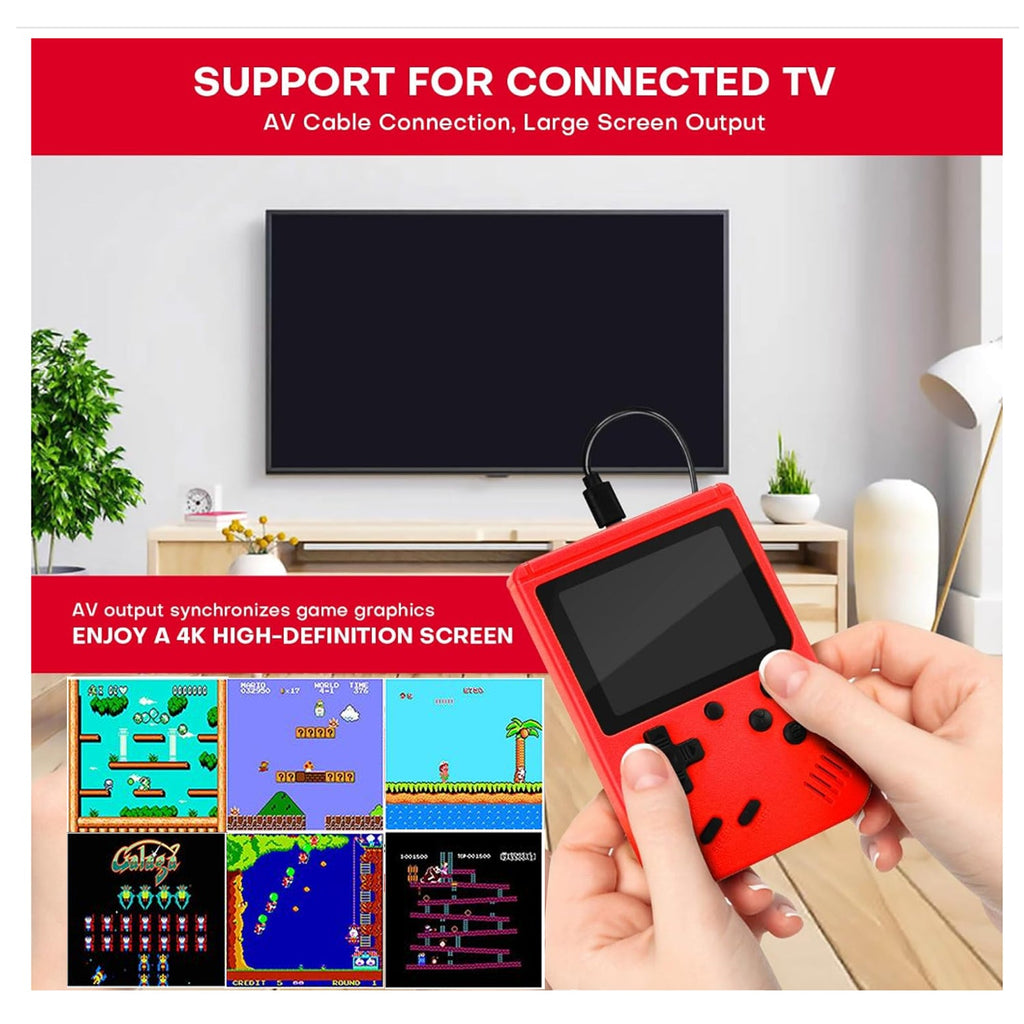 Handheld Games for Kids Console 400 Retro Video Games, Portable Gaming Player Mini Arcade Electronic Toy Gifts for Boys Girls, Red